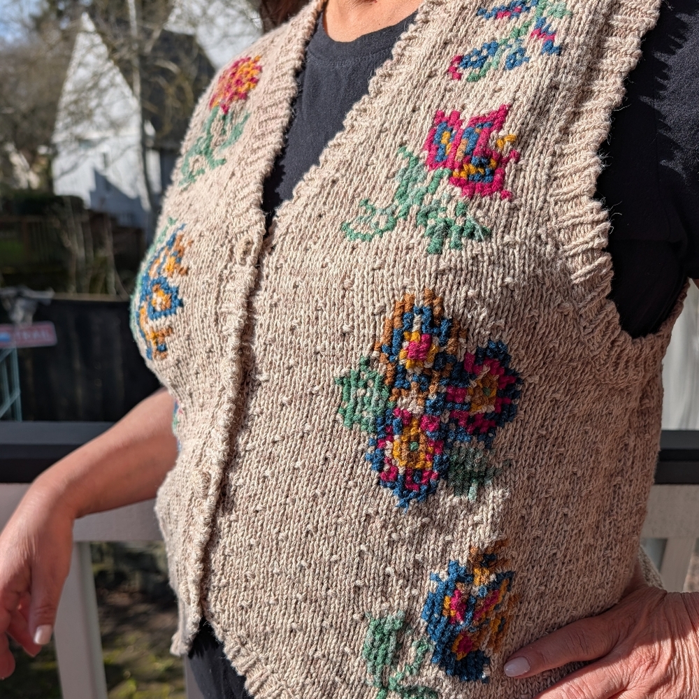 Vintage Ramie/Cotton Floral Vest